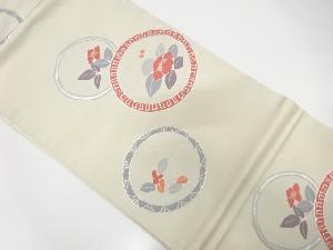 丸紋に花模様織り出し名古屋帯